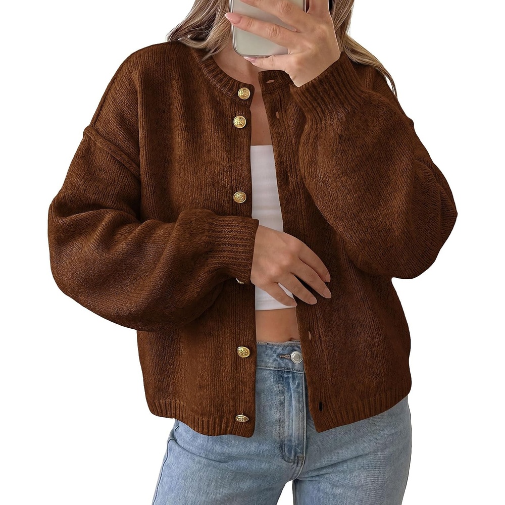 image:imagePRETTYGARDEN Womens Button up Chunky Knit Cardigan SweatersCaramel