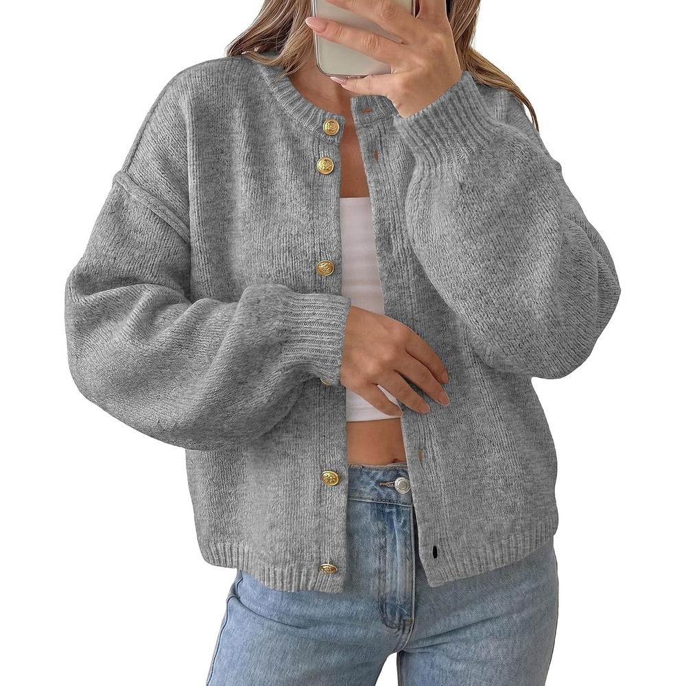 image:imagePRETTYGARDEN Womens Button up Chunky Knit Cardigan SweatersGrey