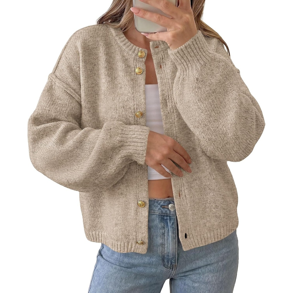 image:imagePRETTYGARDEN Womens Button up Chunky Knit Cardigan SweatersKhaki