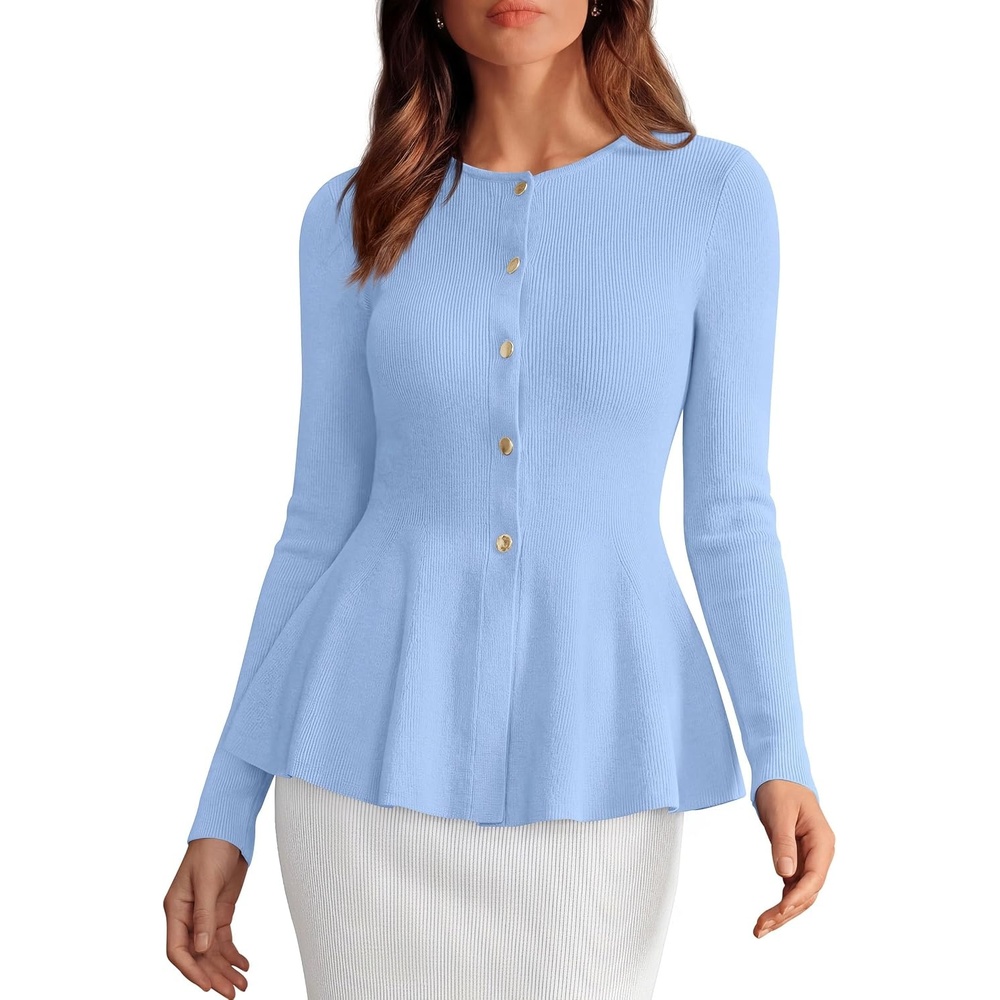 image:imagePRETTYGARDEN Womens Fall Lightweight Cardigan SweatersLight Blue