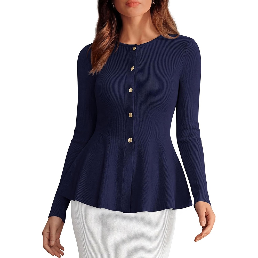 image:imagePRETTYGARDEN Womens Fall Lightweight Cardigan SweatersNavy Blue