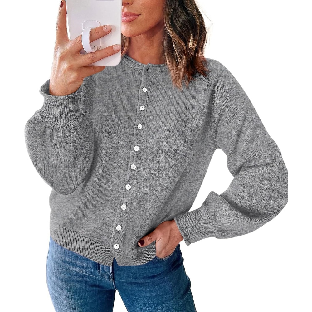 image:imagePRETTYGARDEN Womens Knit Cardigan Lightweight Cozy SweatersGrey