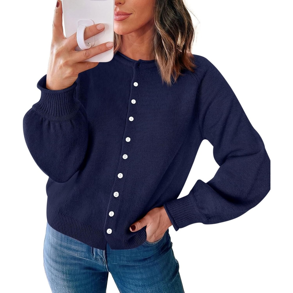 image:imagePRETTYGARDEN Womens Knit Cardigan Lightweight Cozy SweatersNavy Blue