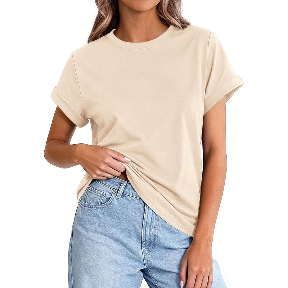 image:imagePRETTYGARDEN Womens Summer Tops Short Sleeve ShirtsBeige