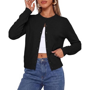 PRETTYGARDEN Lightweight Cardigans for Women Knit Sweaters(Black)