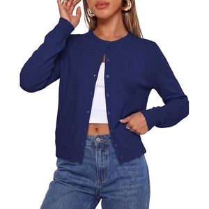 PRETTYGARDEN Lightweight Cardigans for Women Knit Sweaters(Dark Blue)