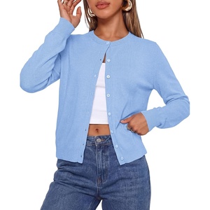PRETTYGARDEN Lightweight Cardigans for Women Knit Sweaters(Light Blue)