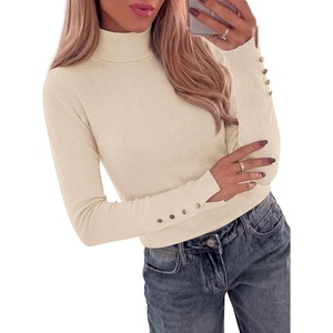 PRETTYGARDEN Women Turtleneck Sweaters Fall Long Sleeve Tops(Apricot)