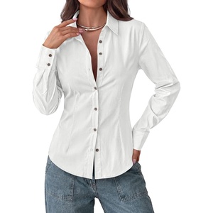 PRETTYGARDEN Womens Button Down Shirts Long Sleeve Blouse(White)