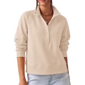 PRETTYGARDEN Women’s Fall Oversized Sweatshirts Trendy Henley Pullover(Beige)