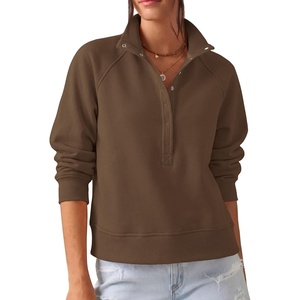 PRETTYGARDEN Women’s Fall Oversized Sweatshirts Trendy Henley Pullover(Brown)