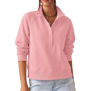 PRETTYGARDEN Women’s Fall Oversized Sweatshirts Trendy Henley Pullover(Pink)