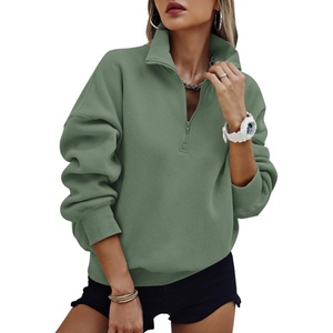 PRETTYGARDEN Womens Half Zip Oversized Sweatshirts Fleece Hoodies Trendy(Grey Green)