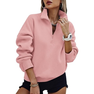 PRETTYGARDEN Womens Half Zip Oversized Sweatshirts Fleece Hoodies Trendy(Light Pink)