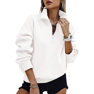 PRETTYGARDEN Womens Half Zip Oversized Sweatshirts Fleece Hoodies Trendy(White)