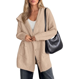 PRETTYGARDEN Women’s Long Cardigans Fall Hooded Chunky Oversized Sweaters(Light Khaki)