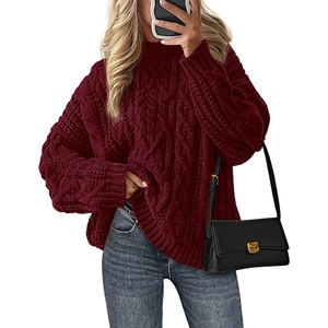 PRETTYGARDEN Women’s Oversized Chunky Knit Fall Sweaters(Burgundy)