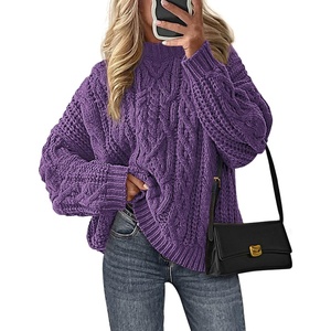 PRETTYGARDEN Women’s Oversized Chunky Knit Fall Sweaters(Purple)