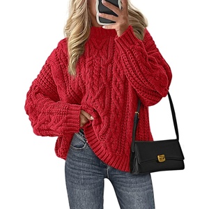 PRETTYGARDEN Women’s Oversized Chunky Knit Fall Sweaters(Red)