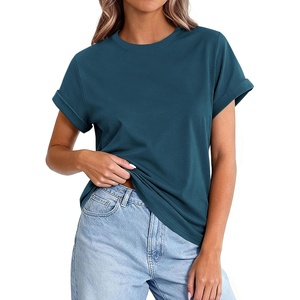 PRETTYGARDEN Womens Summer Tops Short Sleeve Shirts(Dark Blue)
