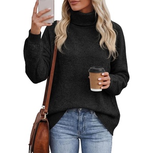 PRETTYGARDEN Women’s Winter Turtleneck Sweaters Oversized Warm Pullover(Black)