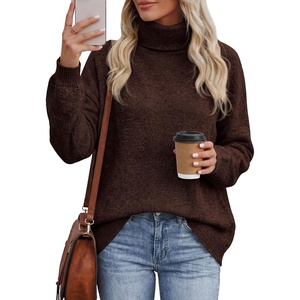 PRETTYGARDEN Women’s Winter Turtleneck Sweaters Oversized Warm Pullover(Brown)