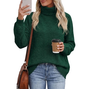 PRETTYGARDEN Women’s Winter Turtleneck Sweaters Oversized Warm Pullover(Dark Green)