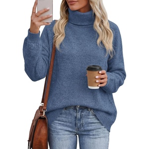 PRETTYGARDEN Women’s Winter Turtleneck Sweaters Oversized Warm Pullover(Dusty Blue)