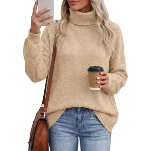 PRETTYGARDEN Women’s Winter Turtleneck Sweaters Oversized Warm Pullover(Khaki)