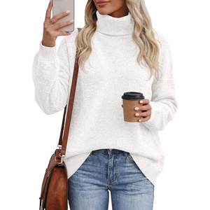 PRETTYGARDEN Women’s Winter Turtleneck Sweaters Oversized Warm Pullover(White)