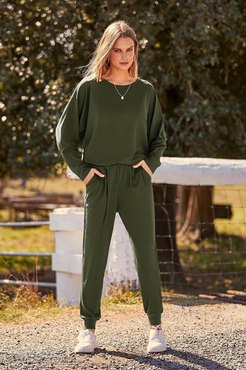 image:imagePRETTYGARDEN Womens 2 Piece Outfit Matching Lounge SetArmy Green