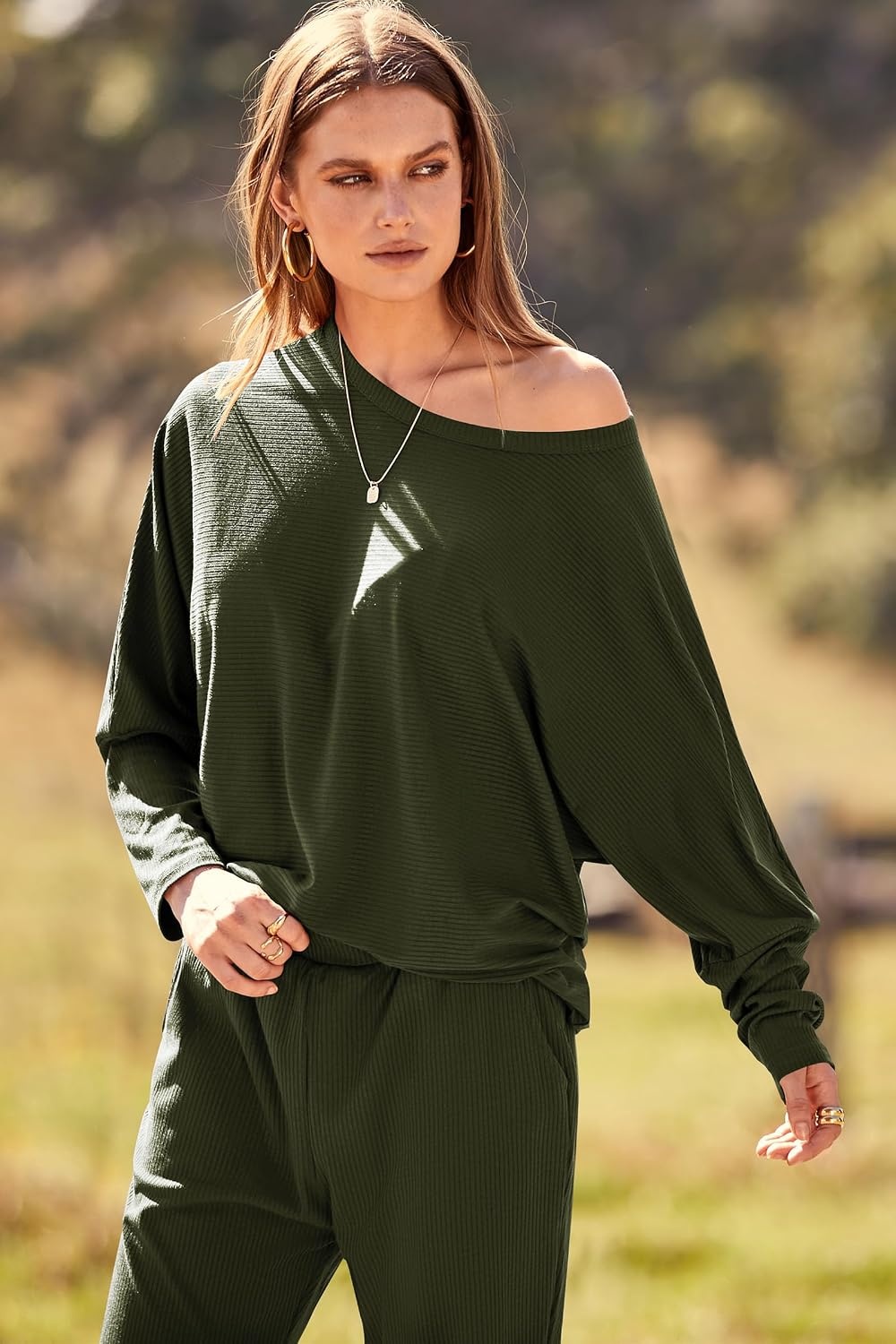 image:imagePRETTYGARDEN Womens 2 Piece Outfit Matching Lounge SetArmy Green