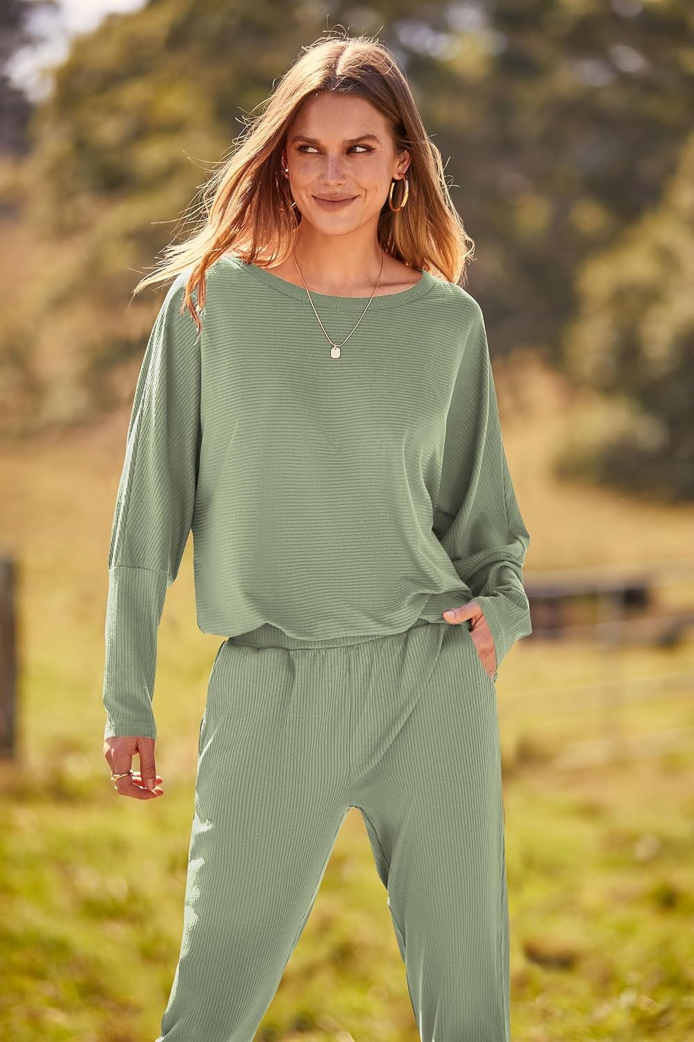 image:imagePRETTYGARDEN Womens 2 Piece Outfit Matching Lounge SetBean Green