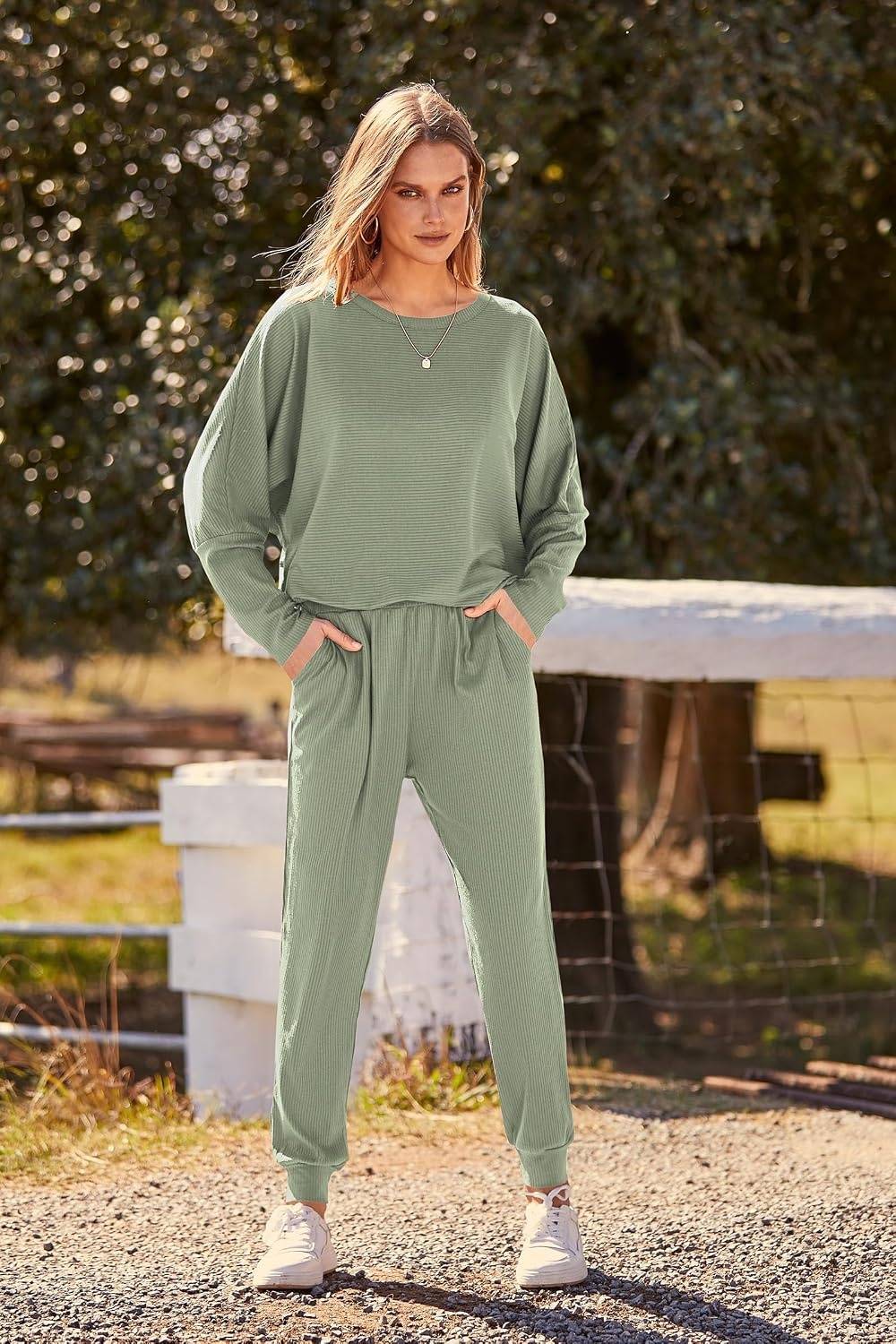 image:imagePRETTYGARDEN Womens 2 Piece Outfit Matching Lounge SetBean Green