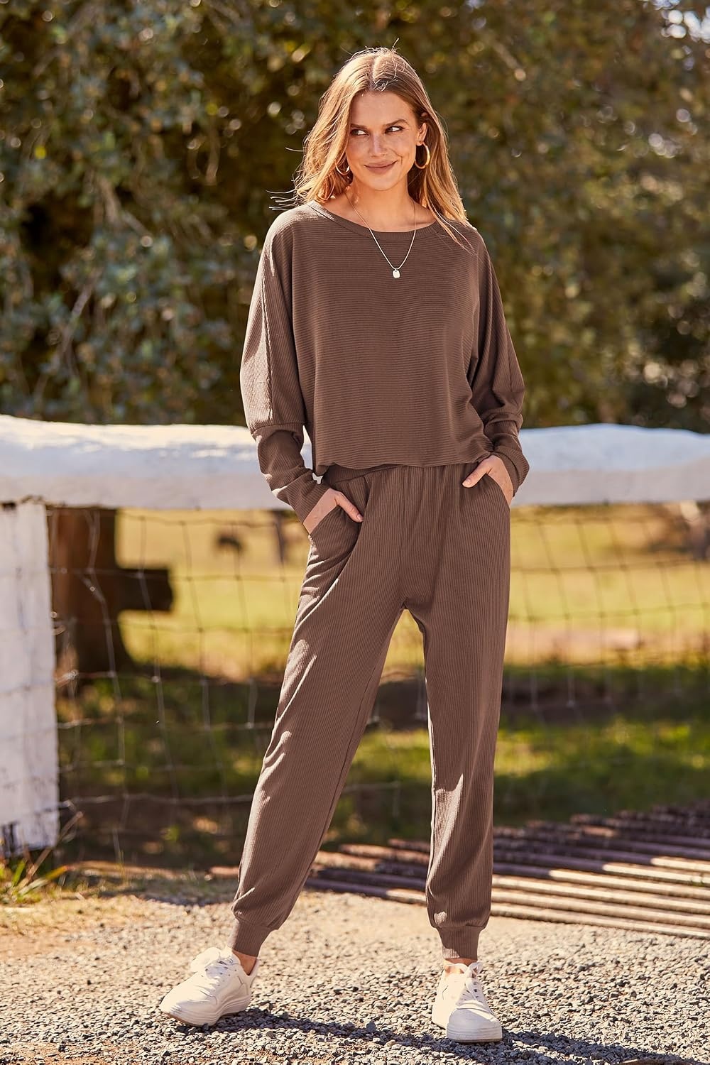 image:imagePRETTYGARDEN Womens 2 Piece Outfit Matching Lounge SetCoffee