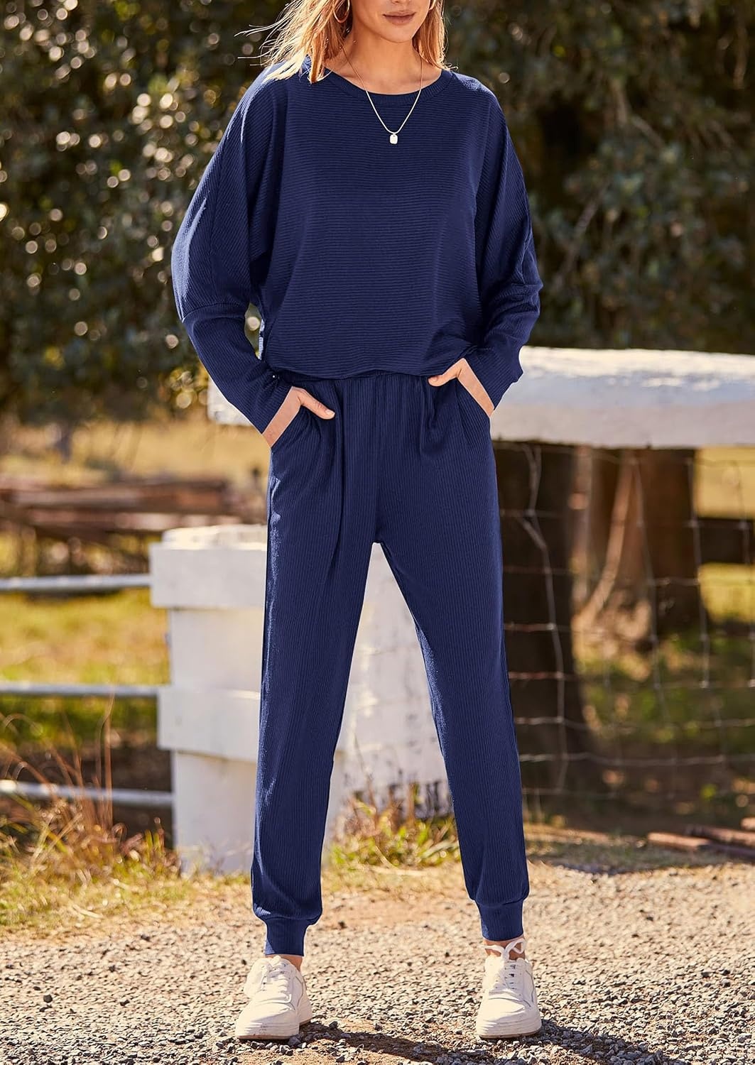 image:imagePRETTYGARDEN Womens 2 Piece Outfit Matching Lounge SetDark Blue