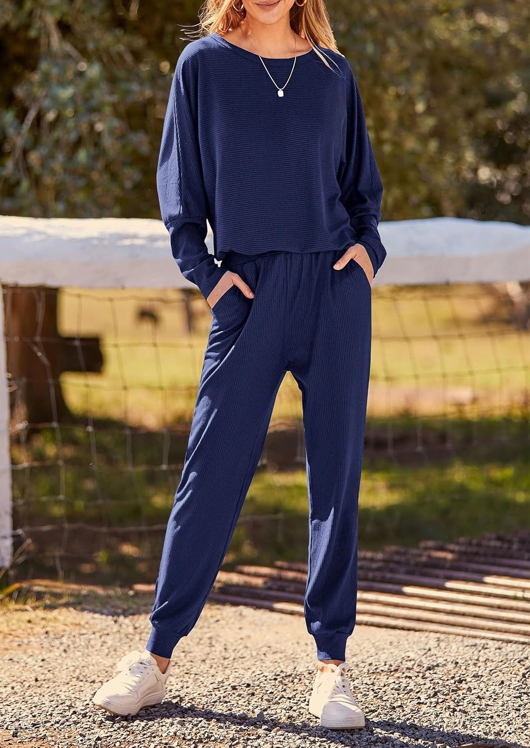 image:imagePRETTYGARDEN Womens 2 Piece Outfit Matching Lounge SetDark Blue