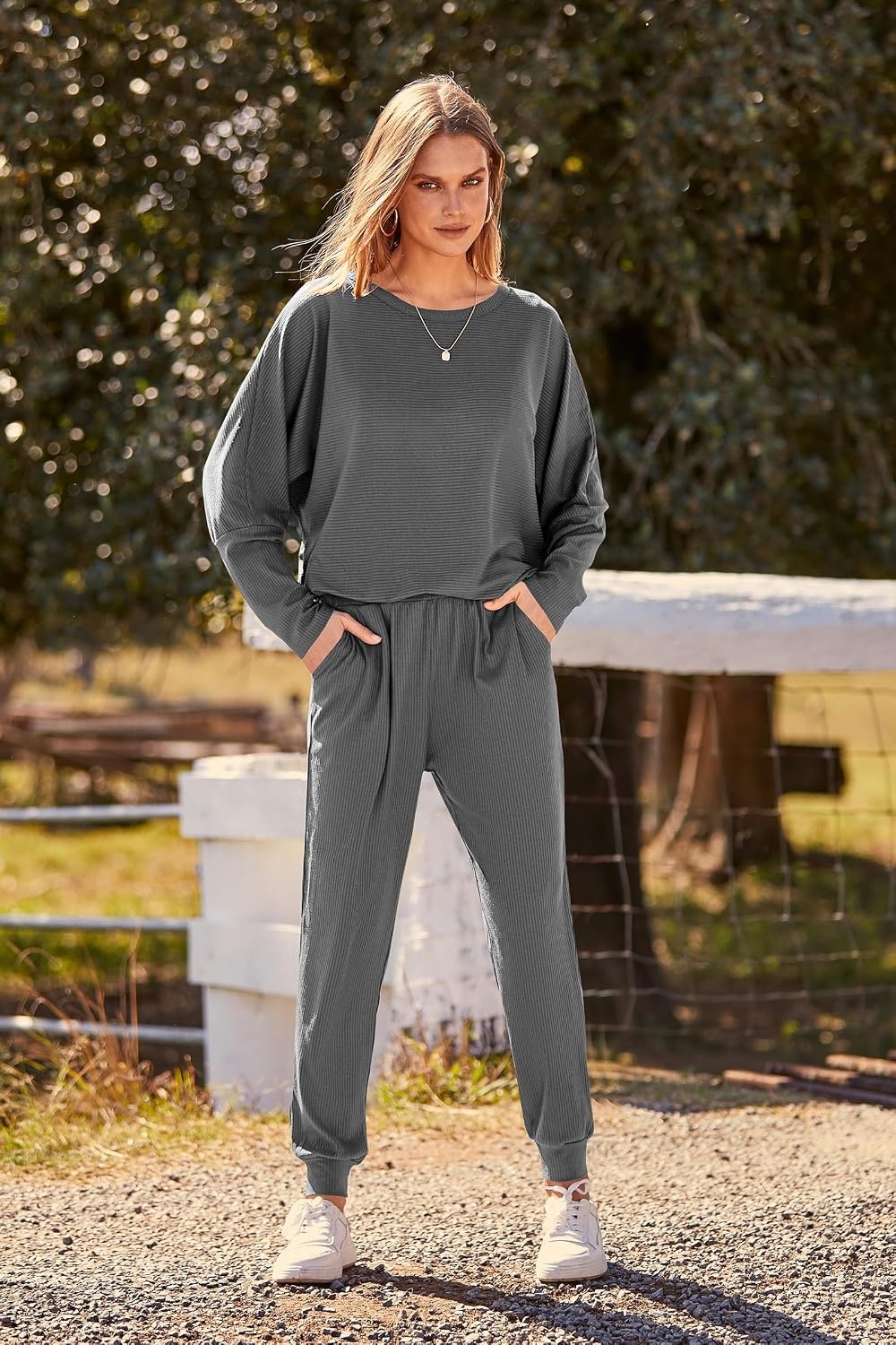 image:imagePRETTYGARDEN Womens 2 Piece Outfit Matching Lounge SetDark Grey