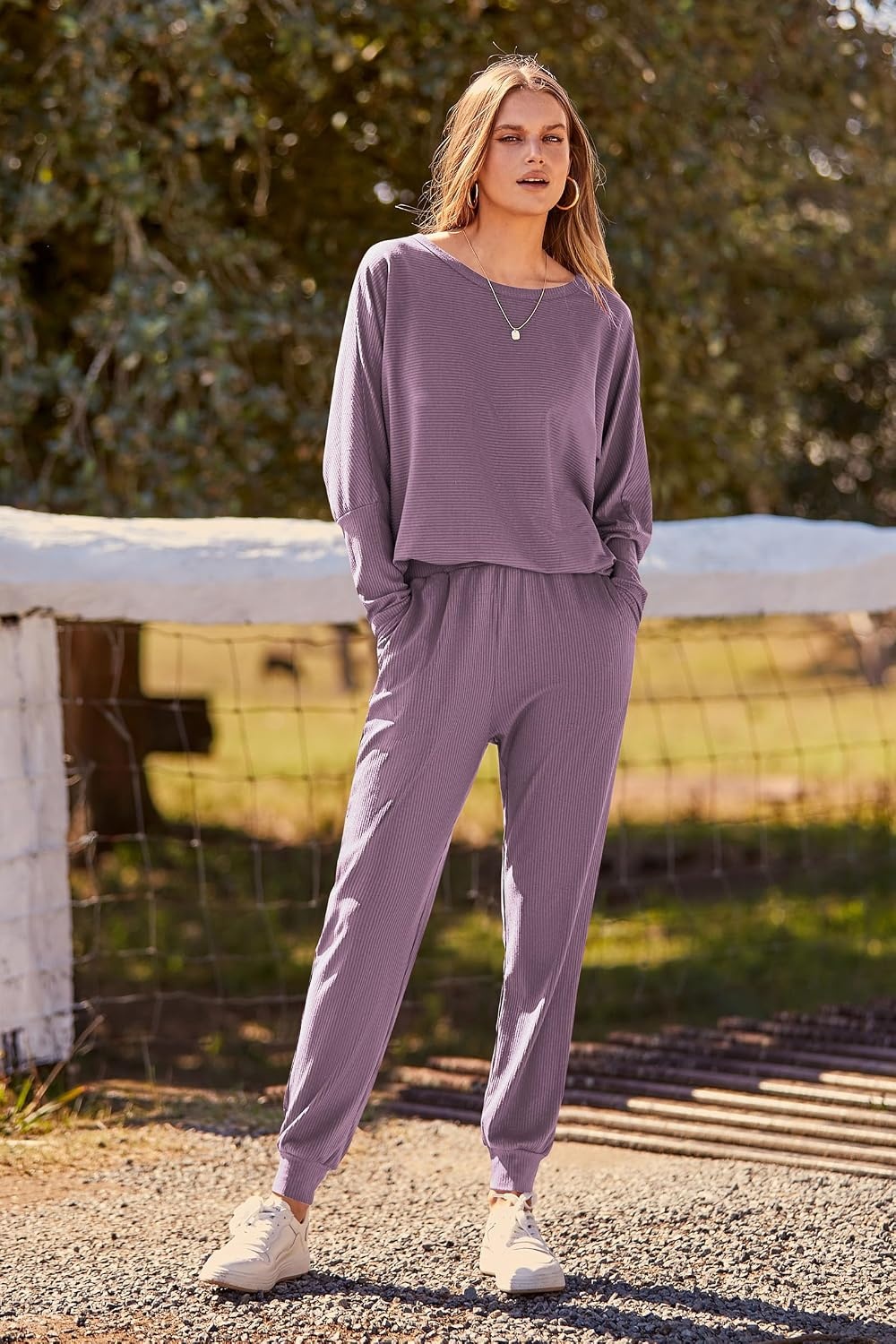 image:imagePRETTYGARDEN Womens 2 Piece Outfit Matching Lounge SetDeep Purple