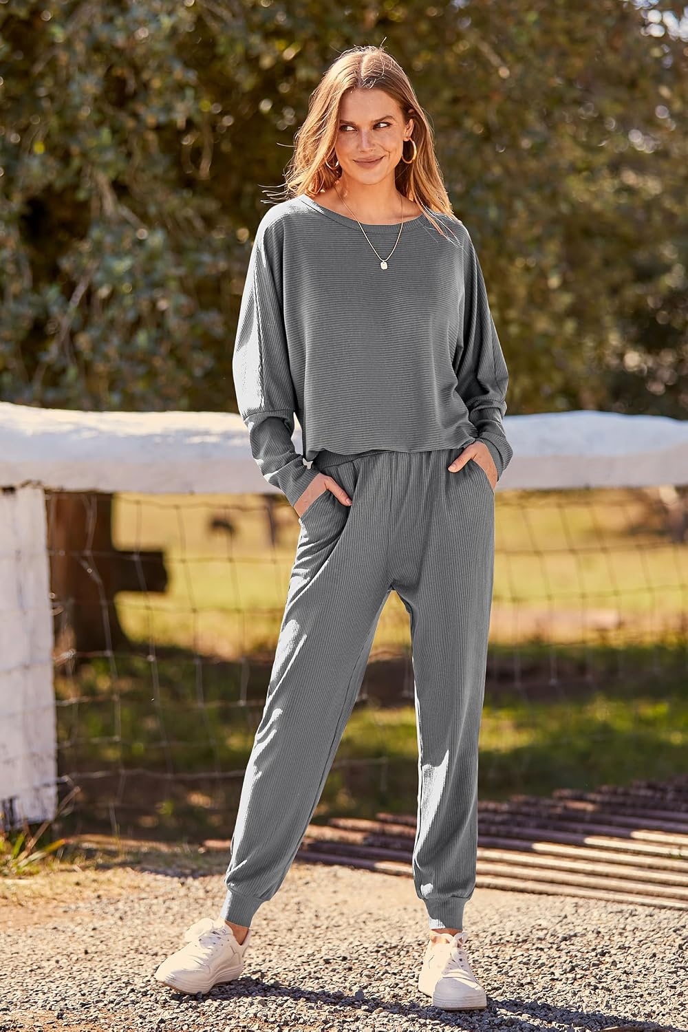 image:imagePRETTYGARDEN Womens 2 Piece Outfit Matching Lounge SetGrey