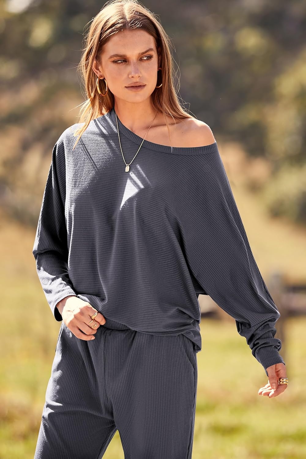 image:imagePRETTYGARDEN Womens 2 Piece Outfit Matching Lounge SetGrey Blue