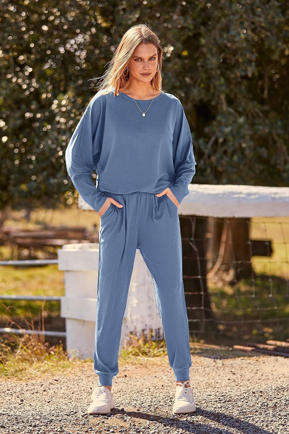 image:imagePRETTYGARDEN Womens 2 Piece Outfit Matching Lounge SetLight Blue