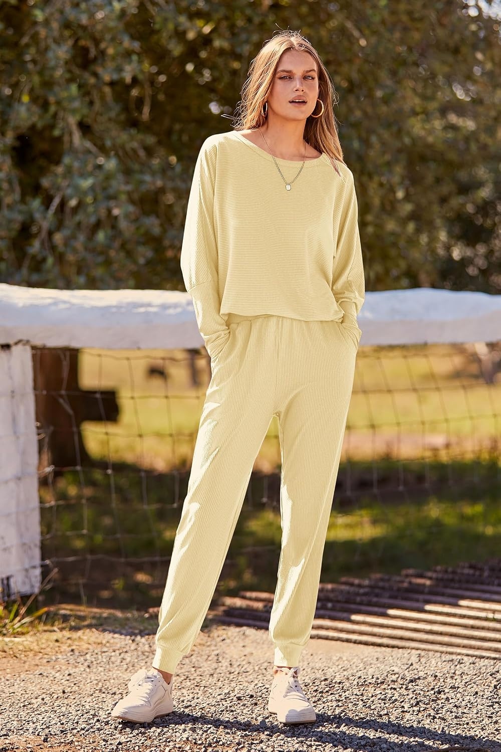 image:imagePRETTYGARDEN Womens 2 Piece Outfit Matching Lounge SetLight Khaki