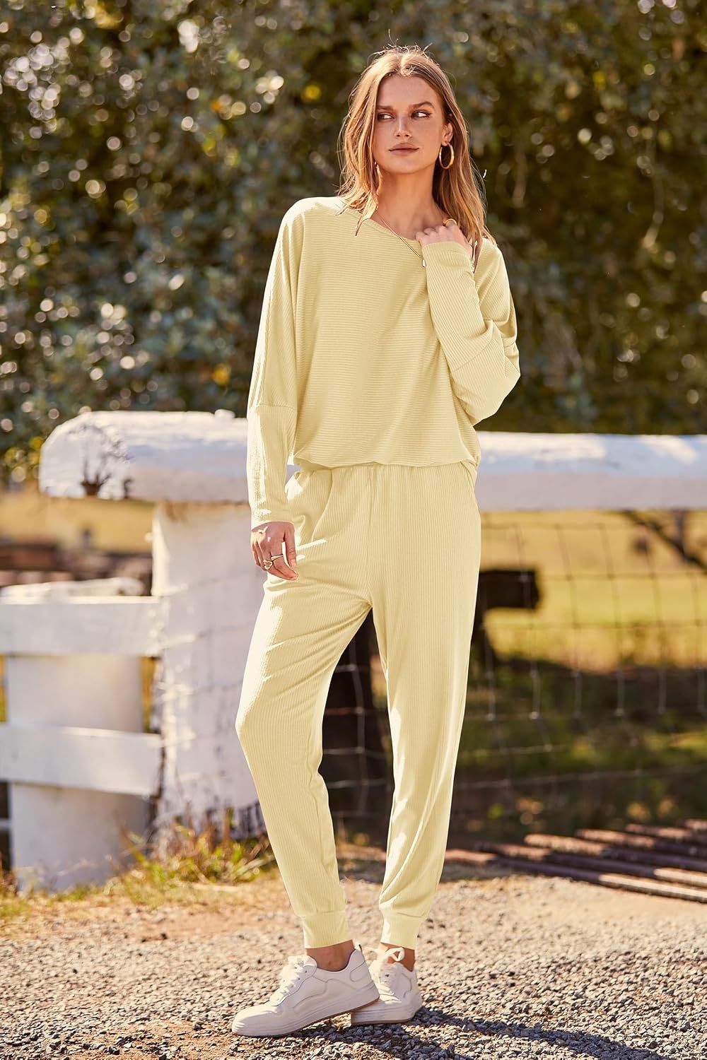 image:imagePRETTYGARDEN Womens 2 Piece Outfit Matching Lounge SetLight Khaki