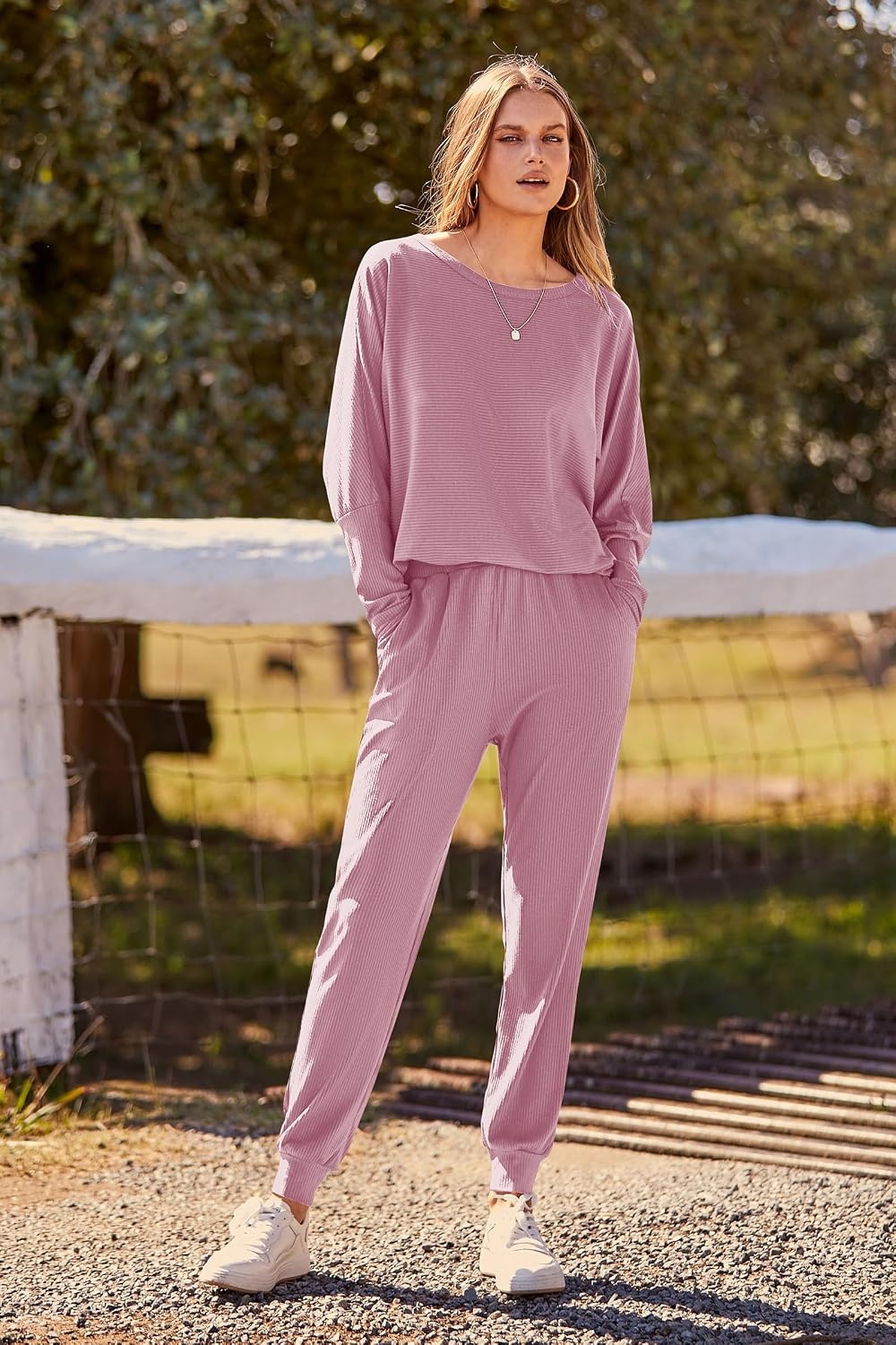 image:imagePRETTYGARDEN Womens 2 Piece Outfit Matching Lounge SetPink