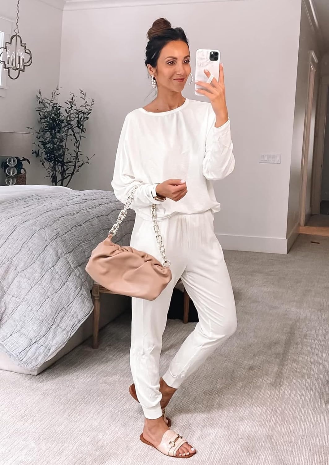 image:imagePRETTYGARDEN Womens 2 Piece Outfit Matching Lounge SetWhite
