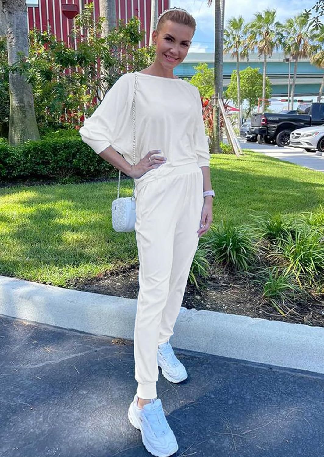 image:imagePRETTYGARDEN Womens 2 Piece Outfit Matching Lounge SetWhite