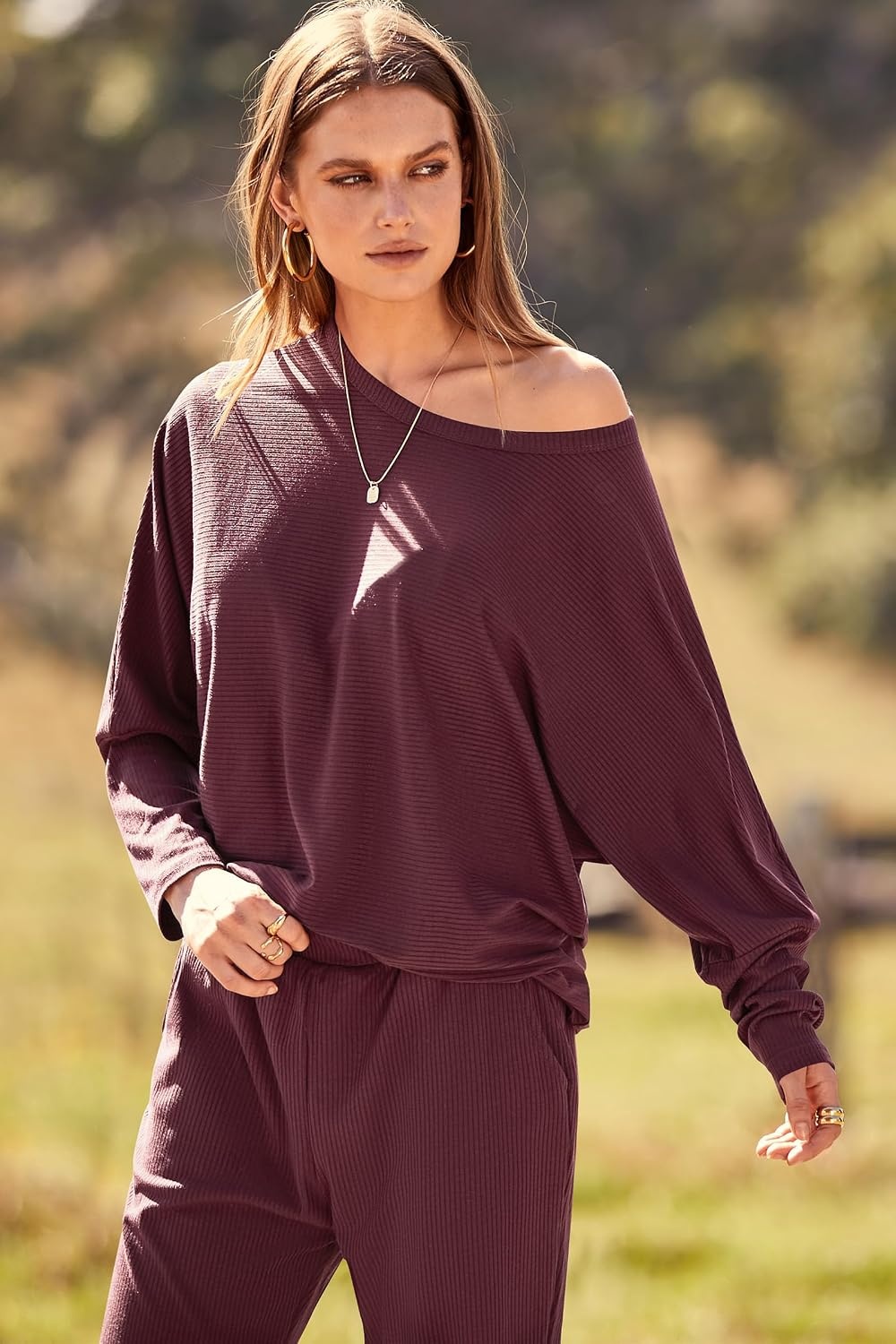 image:imagePRETTYGARDEN Womens 2 Piece Outfit Matching Lounge SetWine Red