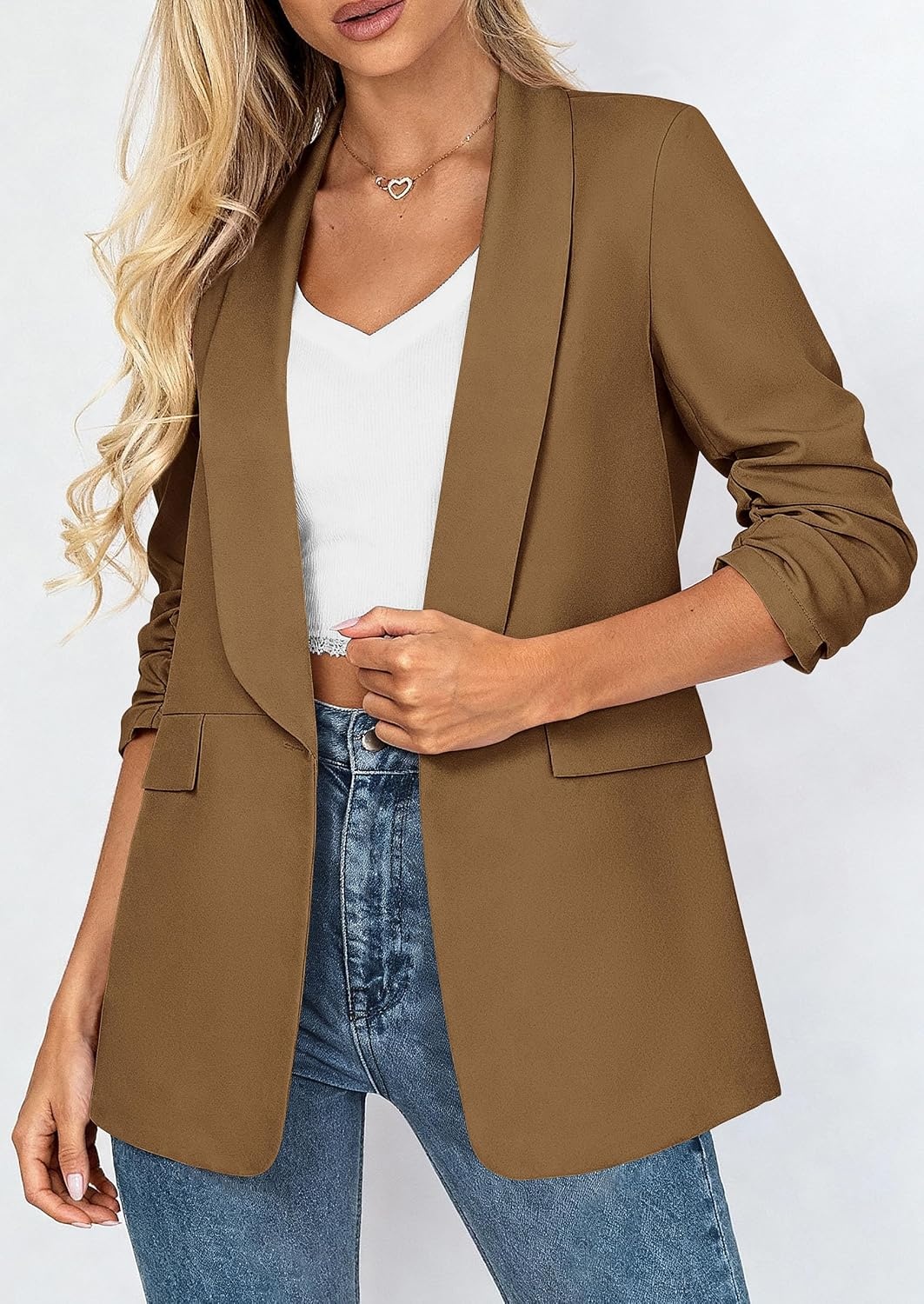 image:imagePRETTYGARDEN Womens Summer Blazers Business Casual OutfitsDark Khaki