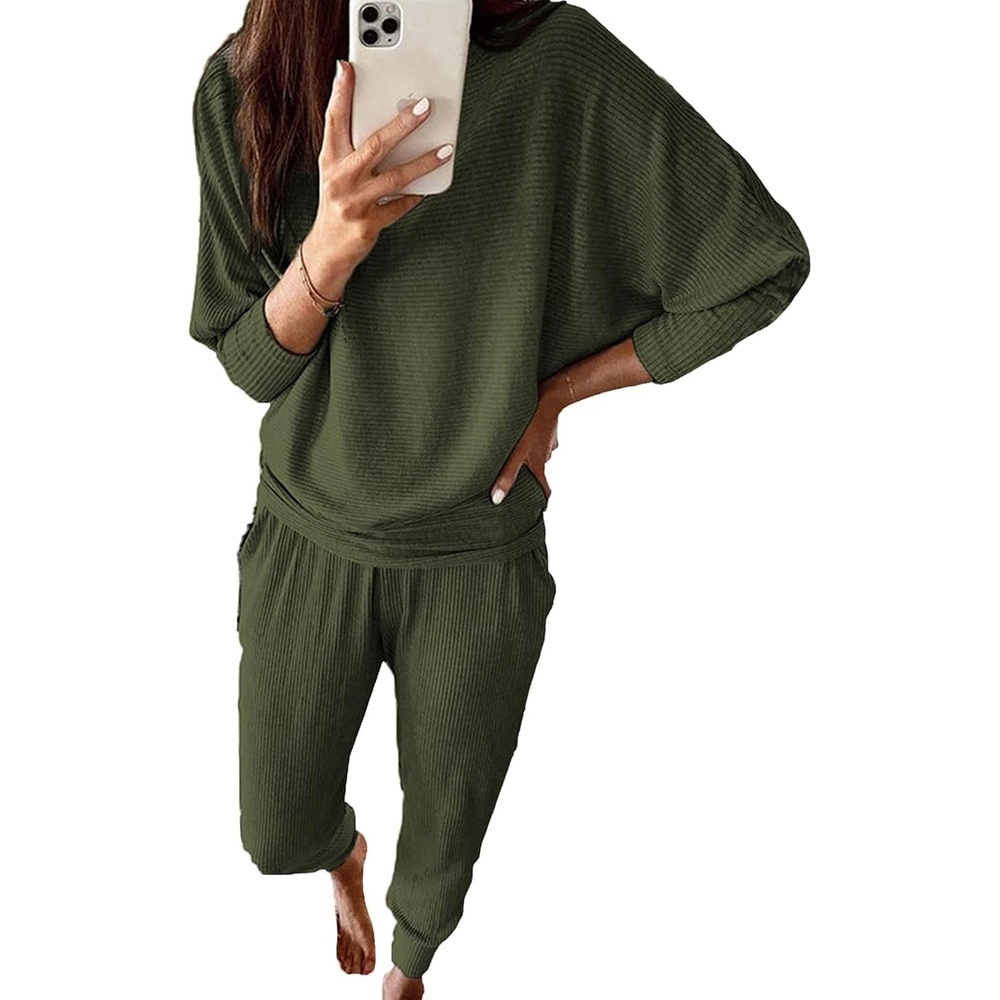 image:imagePRETTYGARDEN Womens 2 Piece Outfit Matching Lounge SetArmy Green